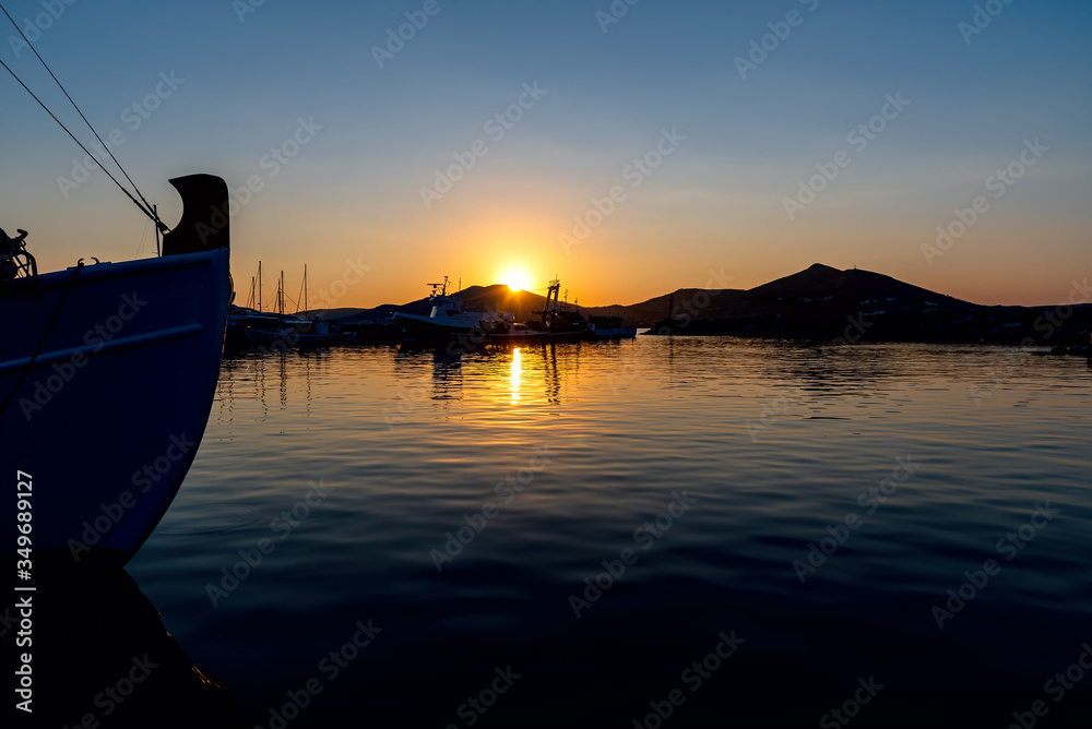 Naoussa village and harbor - Aegean Sea - Paros Cyclades islands - Greece.