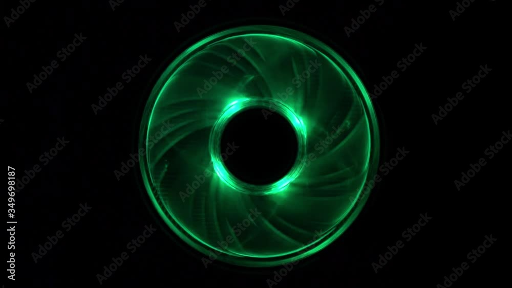 Colorful computer cooling fan spinning Colorful computer cooling fan spinning