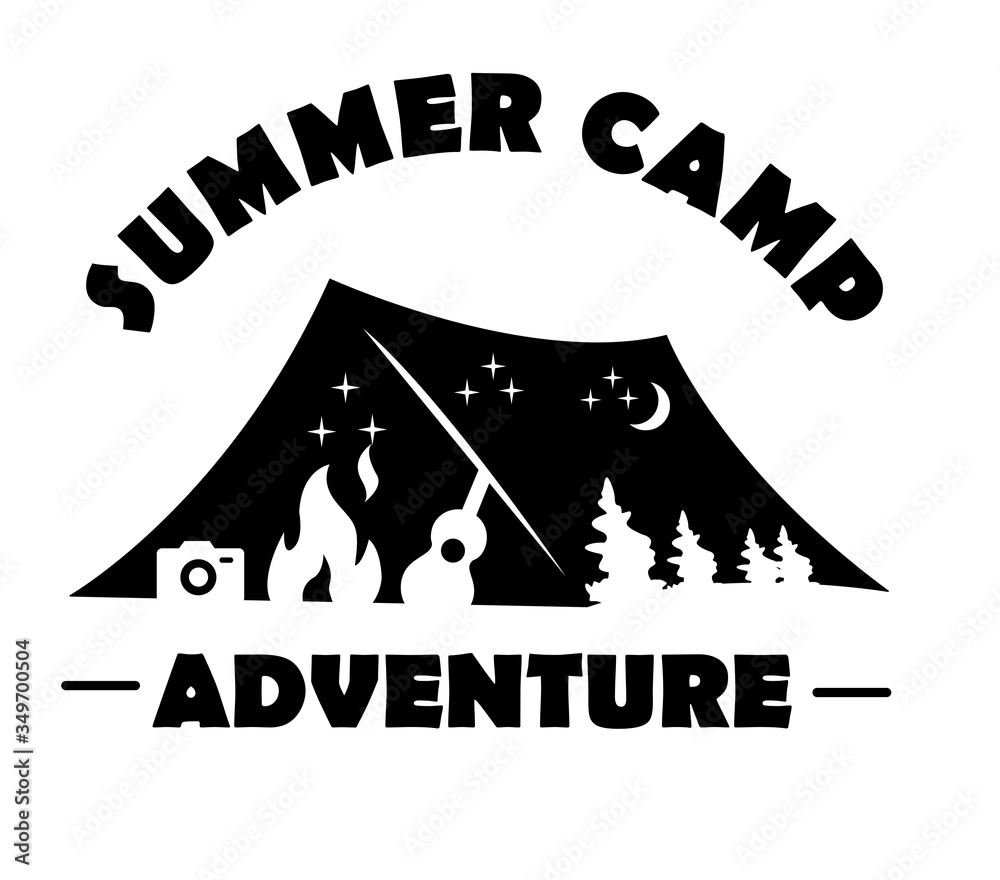 summer camp logo design template. adventure logo concept. summer camp  illustration negative space icon. Stock Vector | Adobe Stock