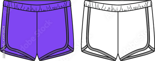 SHORT, Fashion Flat Sketch, apparel template