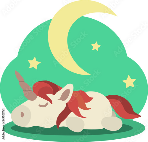 Cute cartoon sleeping baby unicorn