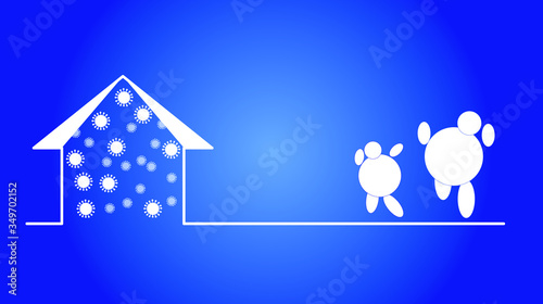 Symbols of Coronal virus control in the home, people can live a normal life,covid-19 outbreak.