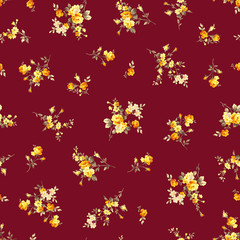 Wandcirkels Bordeaux patronen Elegante roos klassiek bloemenpatroon  © daicokuebisu