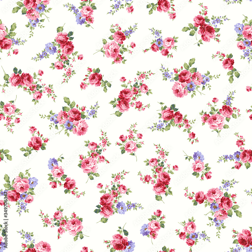 Seamless vector pattern of a rose elegant beautifully