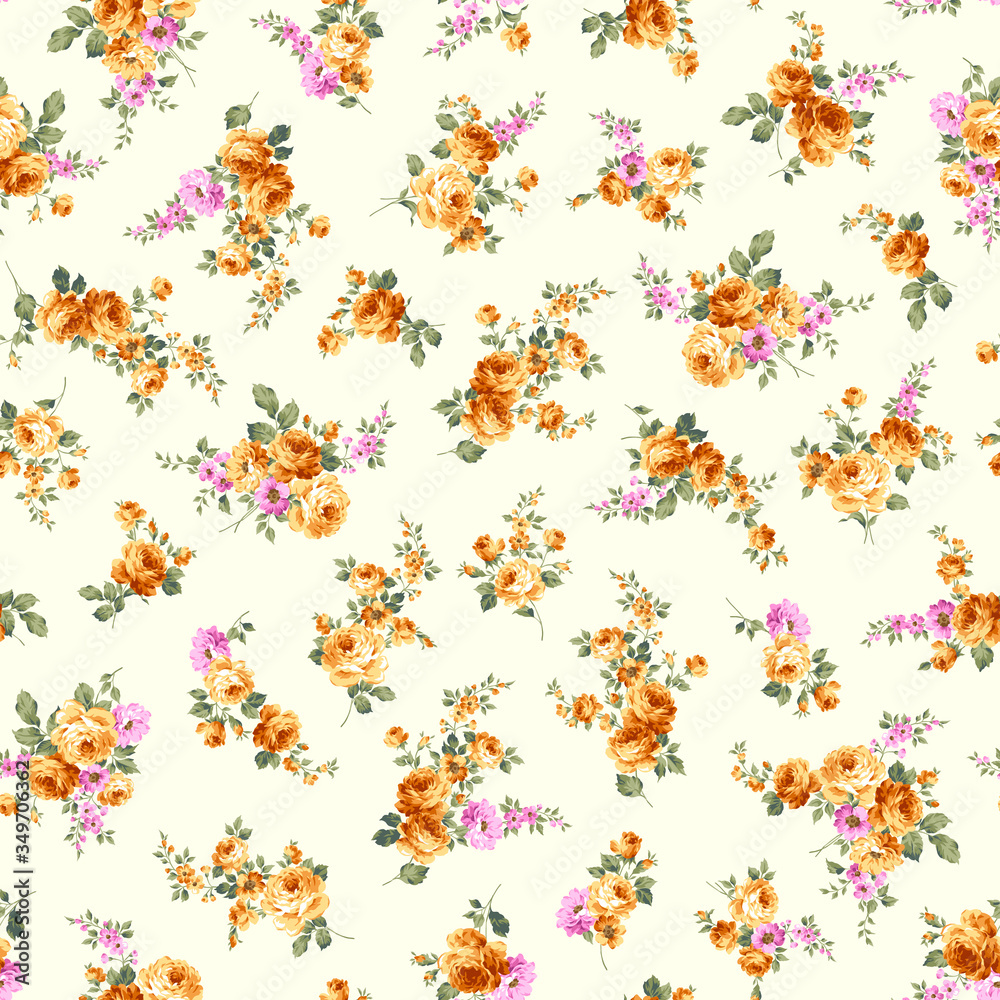 Obraz premium Seamless vector pattern of a rose elegant beautifully