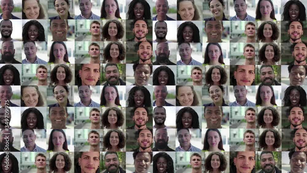 Happy positive young and middle aged diverse people of different races ...