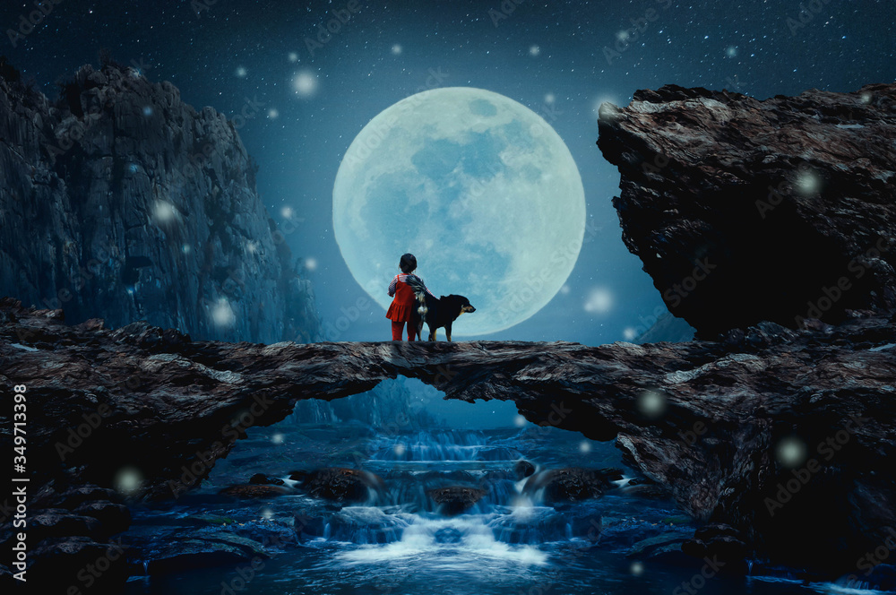 Obraz premium man and moon