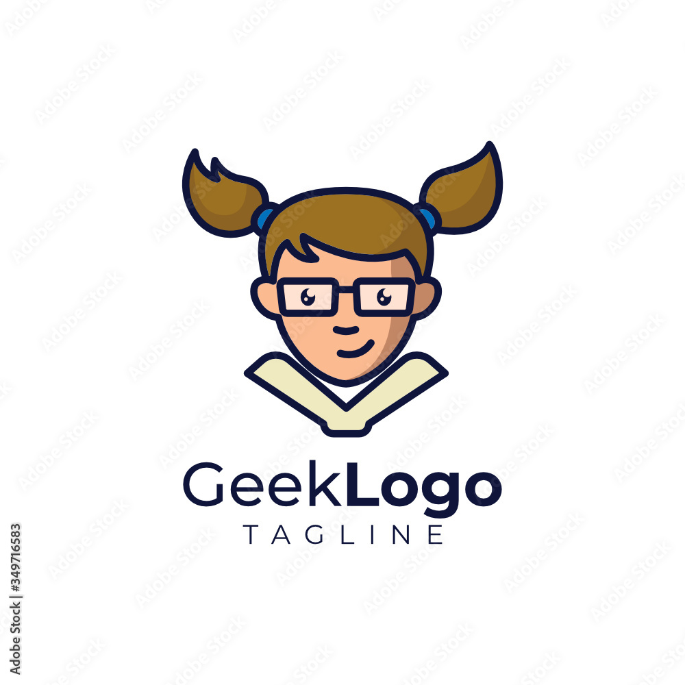 Simple minimalist geek head mascot logo design vector template Simple minimalist geek head mascot logo design vector template