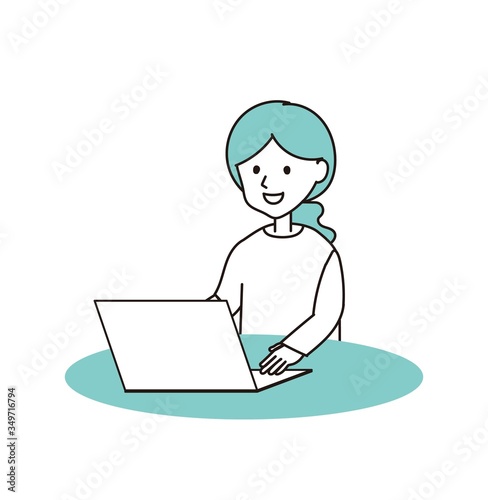 ノートパソコンを使う女性（上半身）People who use PC06