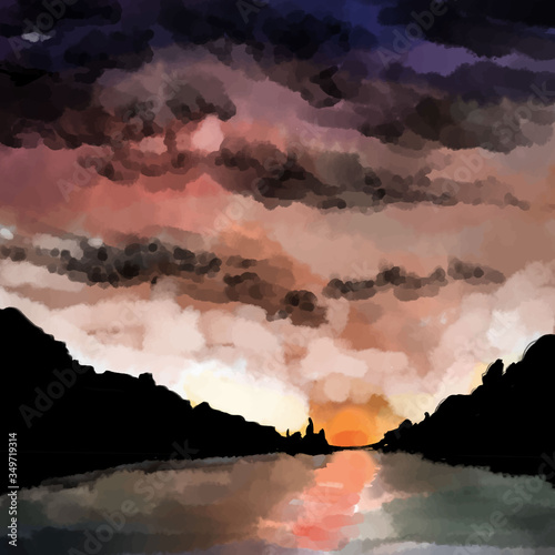 山奥の夕日