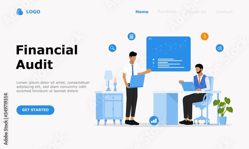 Financial Audit Vector Illustration Concept , Suitable for web landing page, ui, mobile app, editorial design, flyer, banner, and other related occasion