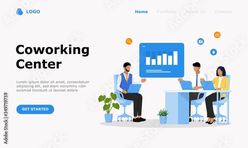 Coworking Center Vector Illustration Concept, Suitable for web landing page, ui, mobile app, editorial design, flyer, banner, and other related occasion