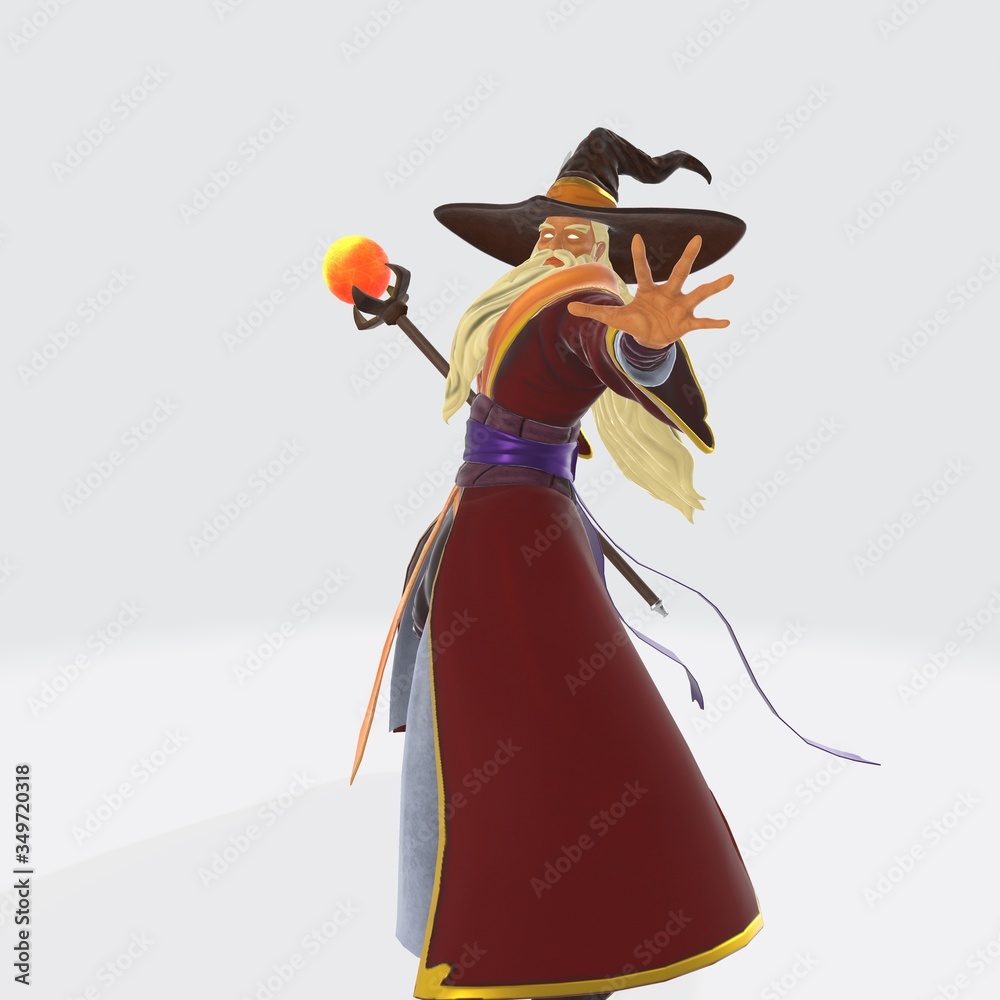 Fotografie 3d illustration of Wizard