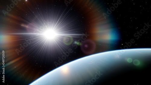 Obraz na plátně super-earth planet, realistic exoplanet, planet suitable for colonization, earth