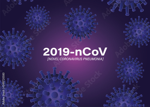 2019 ncov novel coronavirus and pneumonia in front of purple background vector design