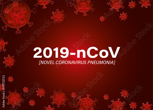 2019 ncov novel coronavirus and pneumonia in front of red background vector design