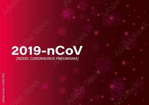 2019 ncov novel coronavirus and pneumonia in front of red background vector design