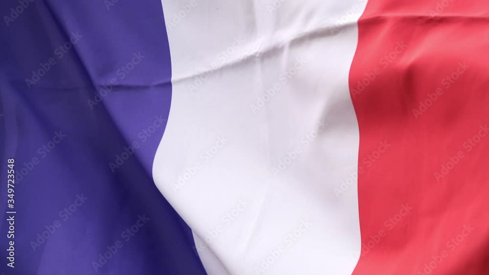 Closeup of the national flag of France waving in wind. Real time. 4K Closeup of the national flag of France waving in wind. Real time. 4K