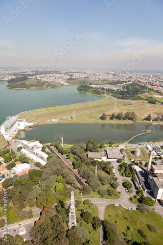 Usina Termelétrica de Piratininga, rio Pinheiros, represa billings e mancha urbana photo