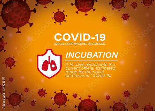 Covid 19 virus incubation and shield with lungs vector design