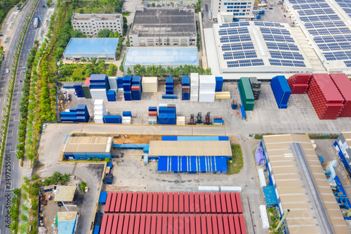 Aerial View of a Modern Container Terminal Factory in Xiamen, China © Sen