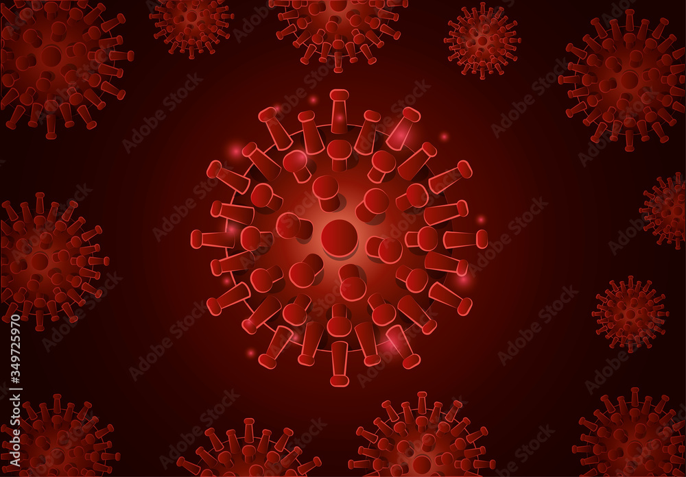 Covid 19 virus in front of red background vector design Covid 19 virus in front of red background vector design