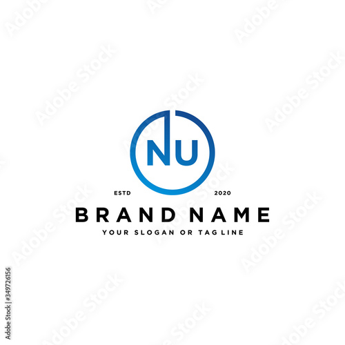 letter NU logo design vector