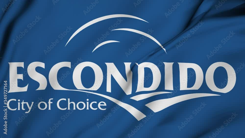 Escondido city of California flag is waving 3D animation. Escondido of