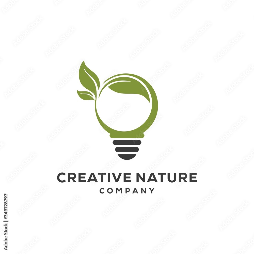 green bulb and leaves fresh creative idea logo green bulb and leaves fresh creative idea logo