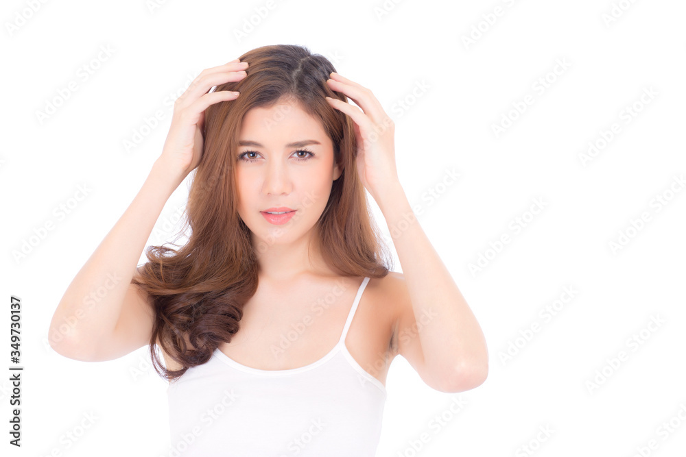 Portrait of asian woman have bored and displeased with something, girl with expression and emotion, lady tired or problem isolated on white background. Portrait of asian woman have bored and displeased with something, girl with expression and emotion, lady tired or problem isolated on white background.