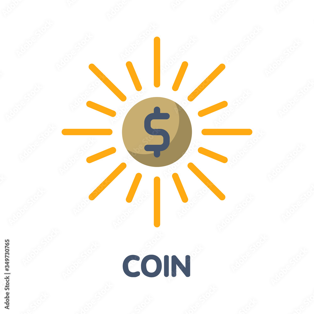 Icon coin flat style icon design illustration on white background Icon coin flat style icon design illustration on white background