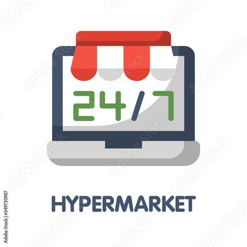 Icon hypermarket flat style icon design  illustration on white background