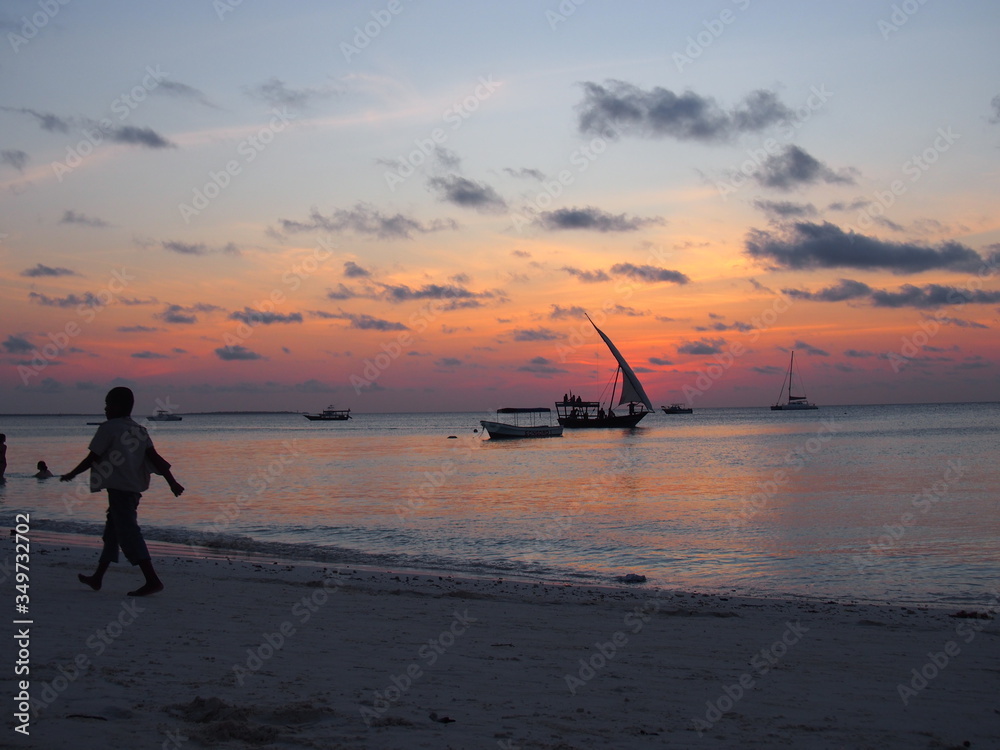 People walking on the beach, Nungwi, Zanzibar, Tanzania