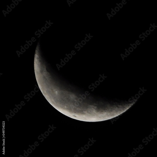 Crescent moon in the night sky