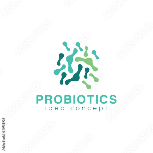 Logo design related to probiotic bacteria. Healthy nutrition ingredient for therapeutic