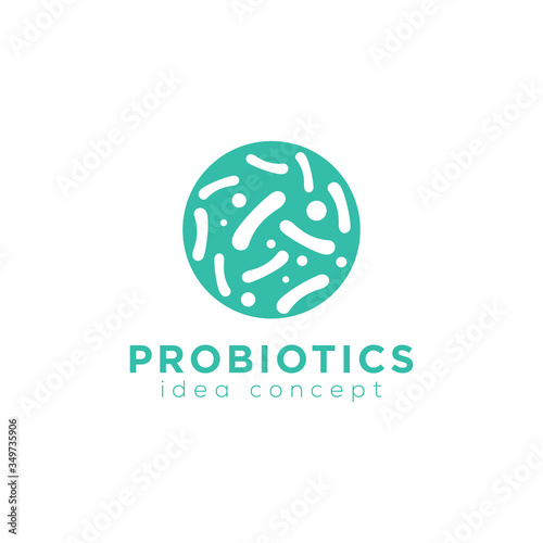 Logo design related to probiotic bacteria. Healthy nutrition ingredient for therapeutic