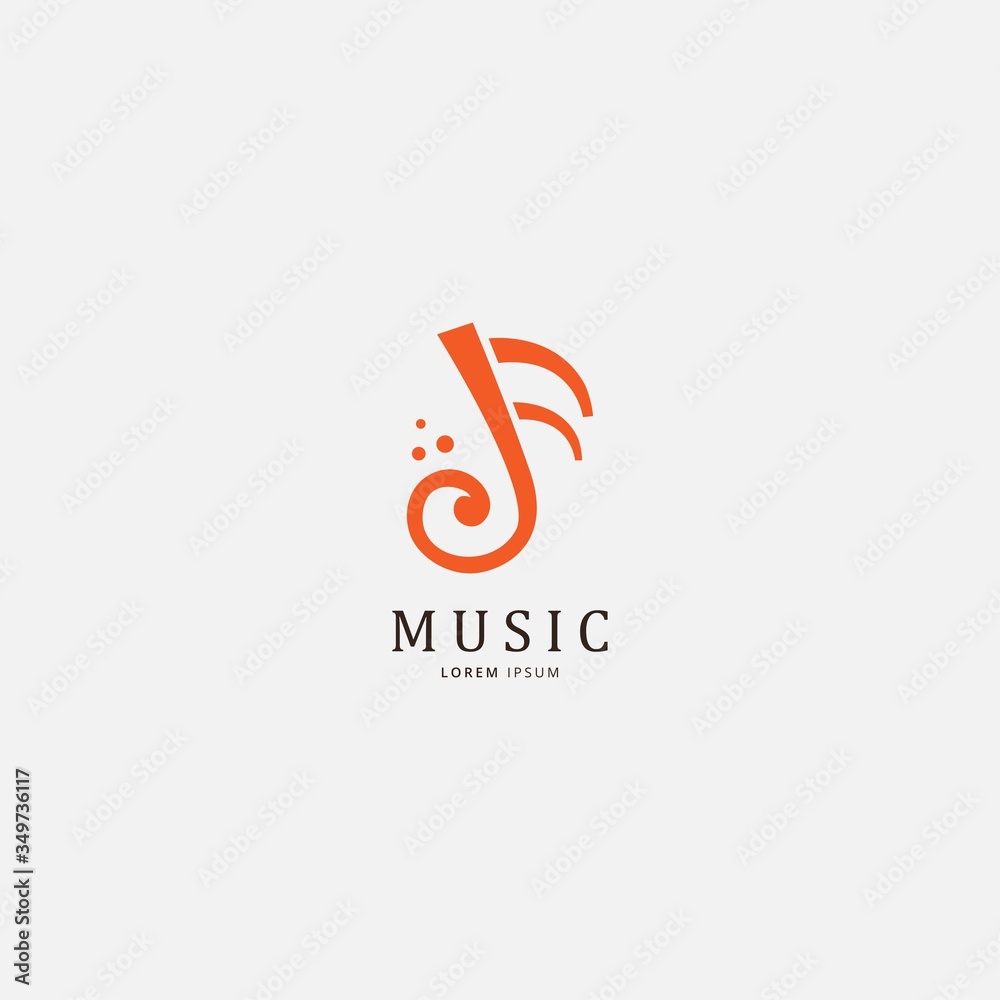 Obraz premium Music icon logo concept design vector template. Musical note logo vector