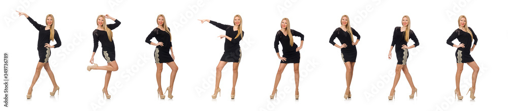 Woman in black clothing isolated on white Woman in black clothing isolated on white