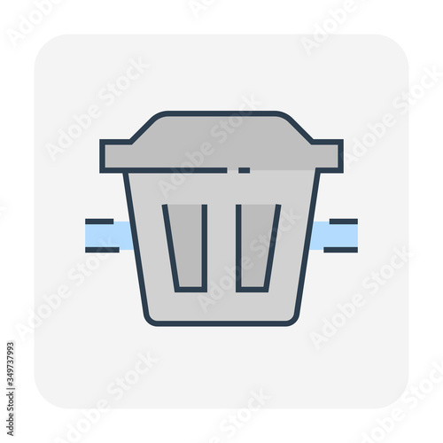 Grease trap vector icon. That plumbing device for home or restaurant. Use to intercept most grease, oil and solid from food preparation or cooking before enter wastewater disposal and treatment system