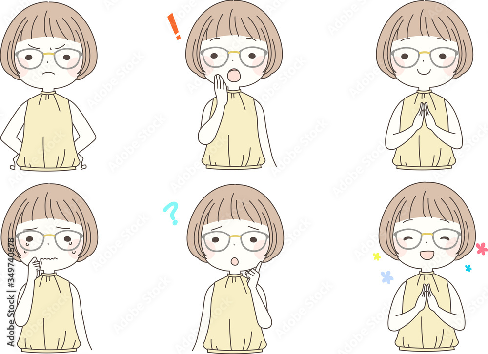 眼鏡女子表情セット