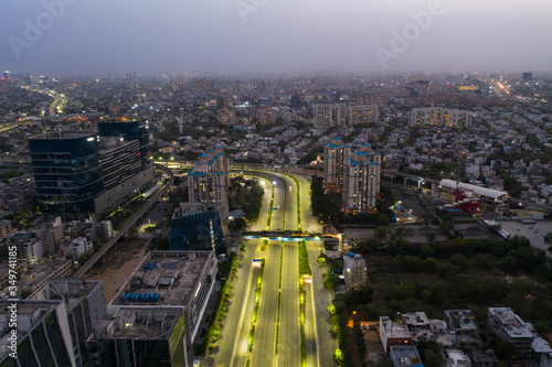 Gurgaon drone aerial view during Coronavirus Lockdown photo