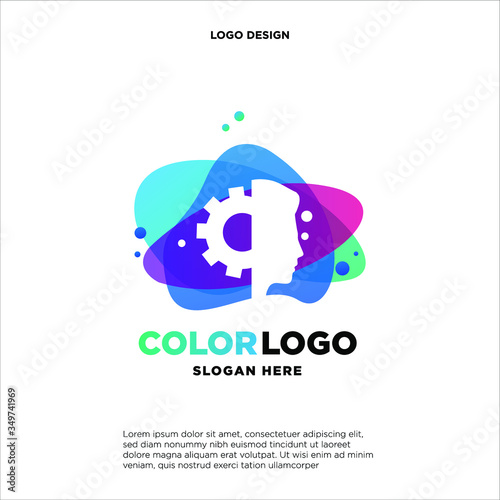 Colorful Head gare logo vector, Business logo designs template, design concept, logo, logotype element for template photo