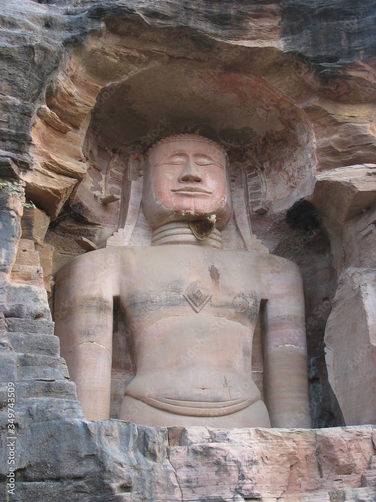 Gwalior Fort Buddha wall sculptures Stock Photo | Adobe Stock