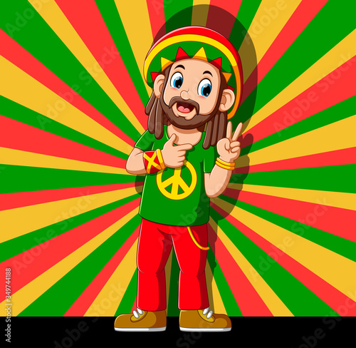 Cartoon funny man rastaman photo