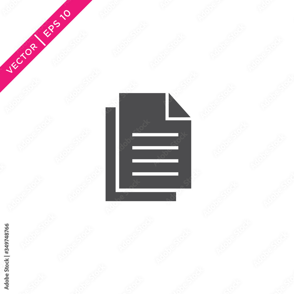 Paper Icon, Document Icon, Vector in Glyph Style Paper Icon, Document Icon, Vector in Glyph Style