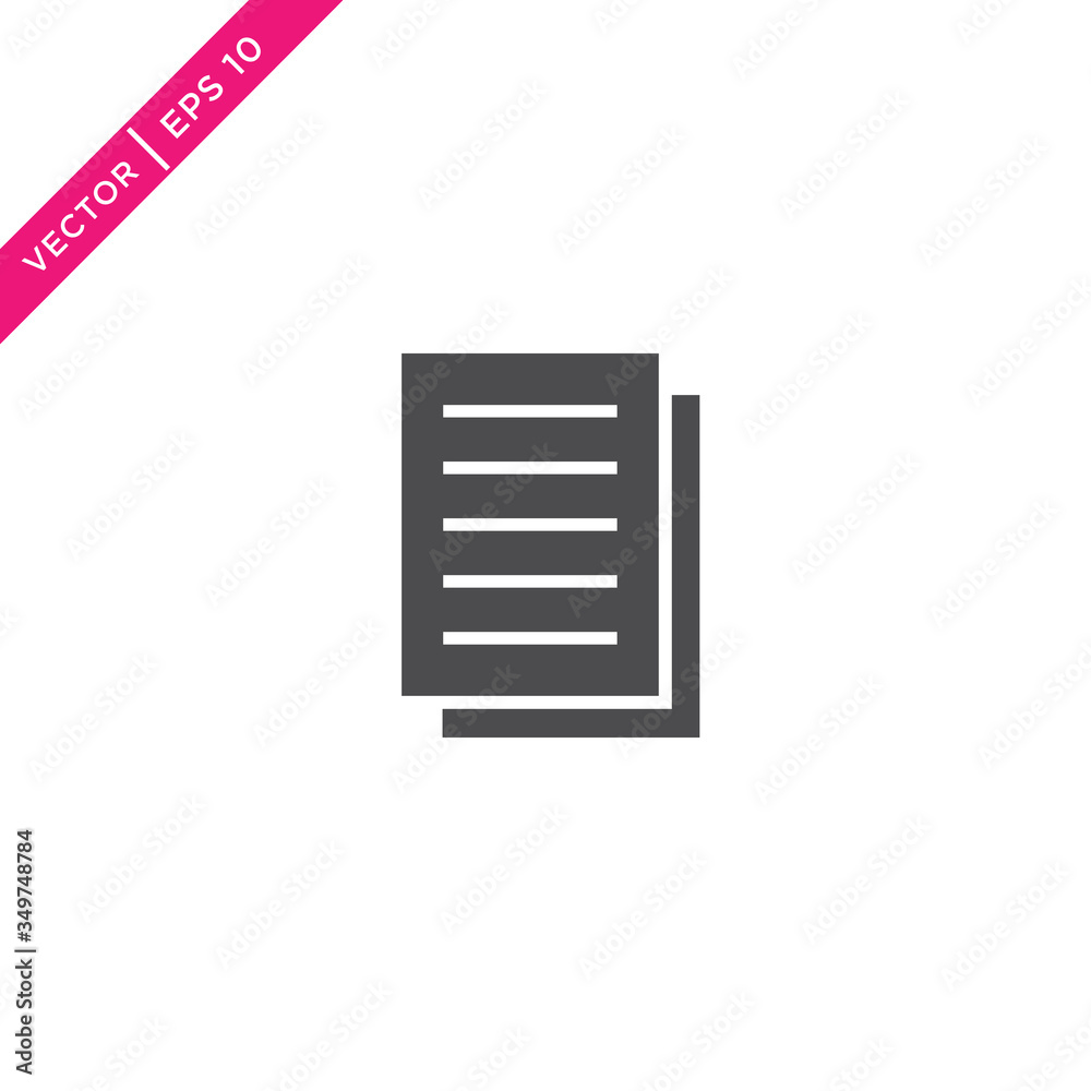 Paper Icon, Document Icon, Vector in Glyph Style Paper Icon, Document Icon, Vector in Glyph Style