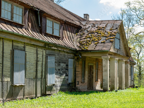sunny spring landscape with manor house, former manor house of Liepa manor, Liepas parish, Priekuli district, latvia photo