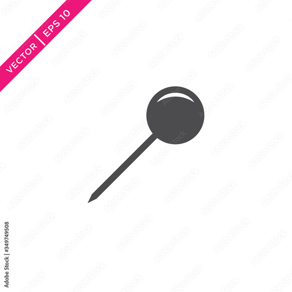Pushpin Icon, Vector in Glyph Style Pushpin Icon, Vector in Glyph Style
