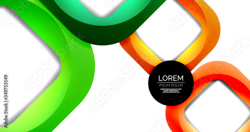 Square geometric vector abstract background, dynamic modern minimal template. Multicolored square shapes with round corners overlapping each other