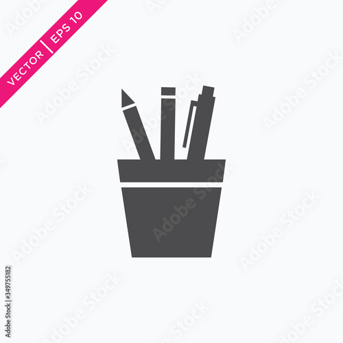 Pencil Stand Icon, Vector in Outline Style